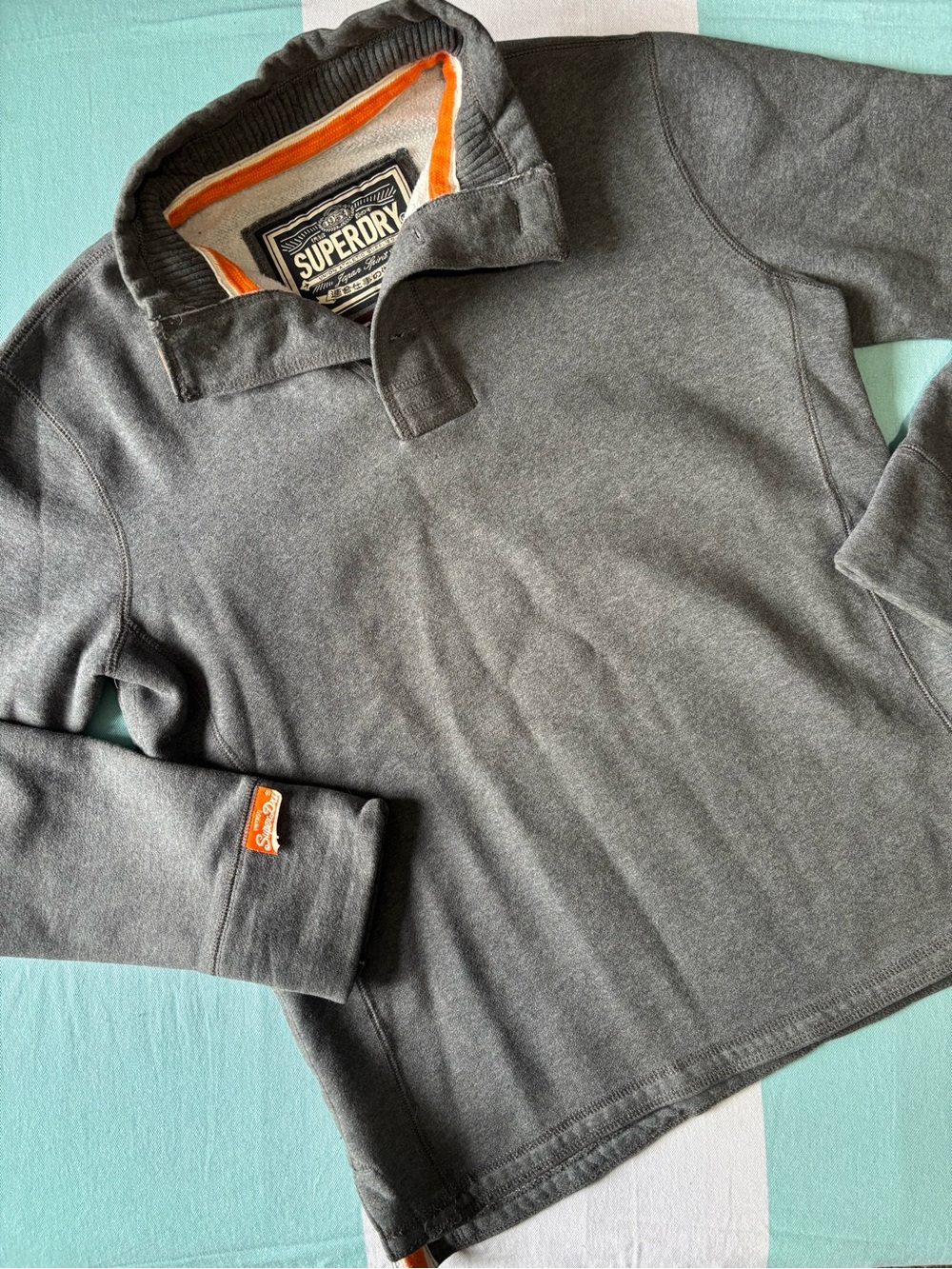 Superdry Charcoal Grey Pullover with Orange Accents